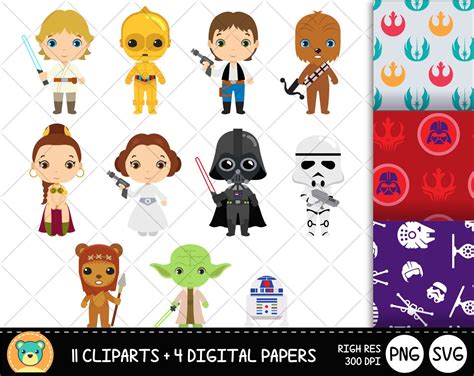 Cute Star Wars Clipart Set Digital Clip Art For Decoration Scrapbooking