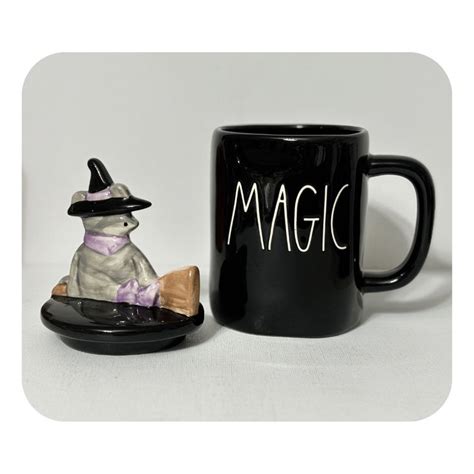 Rae Dunn Magic Grey Cat Witch Topper Mug Witchy Grey Cat Mug Fun