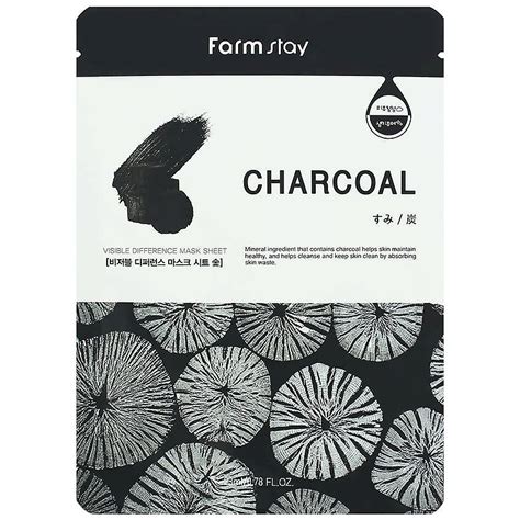 FARMSTAY Маска для лица тканевая с углем Visible Difference Mask Sheet ...