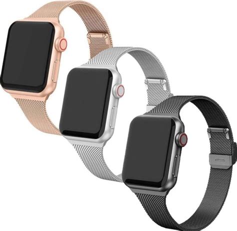 Smartwatchbandje By Qubix 3 X Milanese Slim Fit Bandje Champagne Goud