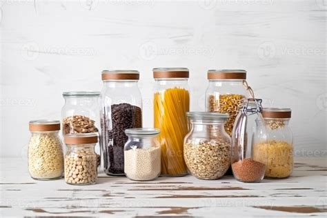 Photo Of Jars Filled With Assorted Food Items For Meal Preparation Or