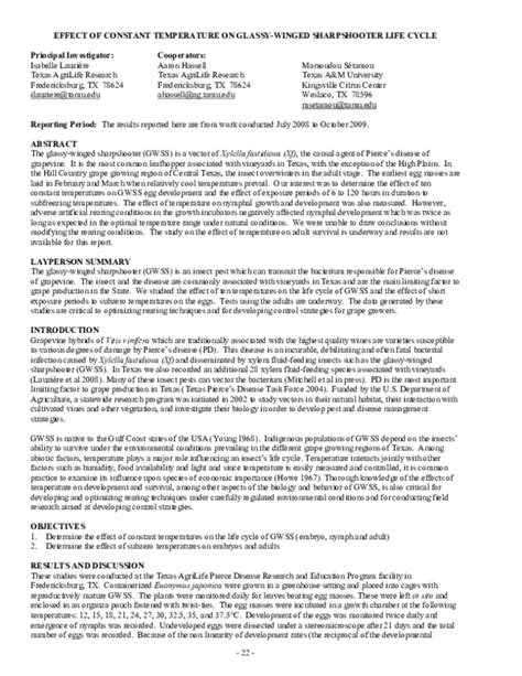 (PDF) EFFECT OF CONSTANT TEMPERATURE ON GLASSY-WINGED SHARPSHOOTER LIFE ...