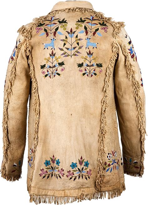 A Santee Sioux Pictorial Beaded And Fringed Hide Jacket C