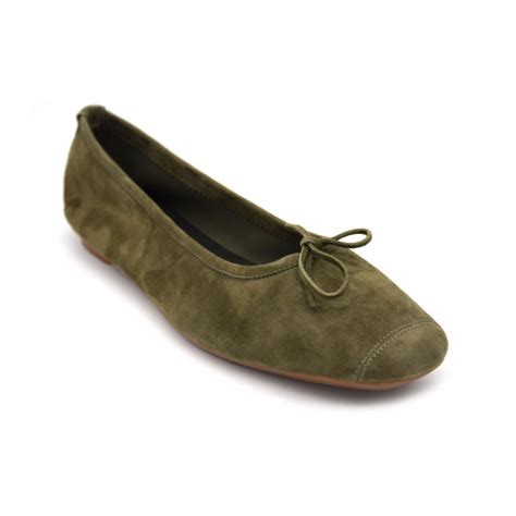 Ballerines Reqins Harmony Peau Cuir Velours Vert Chaussures Barthes