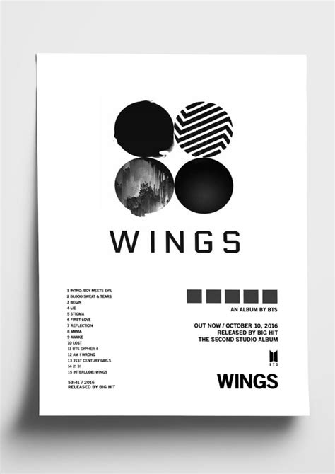 BTS 'Wings' Album Art Tracklist Poster – The Indie Planet