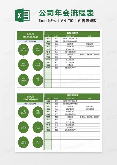 通用公司年会流程表EXCEL模板下载 流程表 图客巴巴