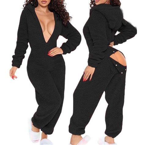 Selone Pj Set For Women Plus Size Lingerie One Piece Chain Button Up Zipper Winter D Ear