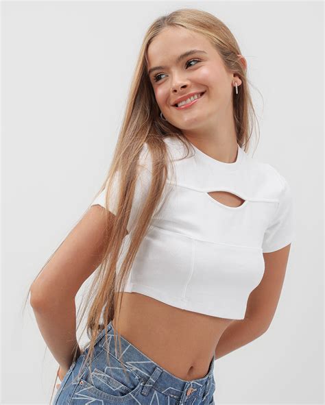 Riachuelo Camiseta Cropped Juvenil Abertura Frontal Branca Y C