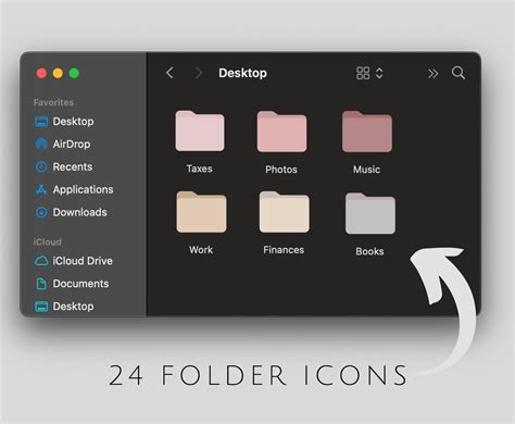 24 Desktop Folder Icons Pink Nude Gray Mac Windows PC Minimal