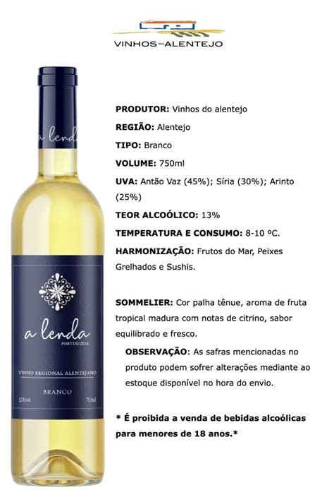 Vinho A Lenda Portuguesa Regional Alentejo Branco 750 Ml