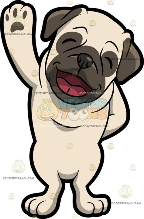 A Friendly Pug Waving His Paw Paw Pugs Character Design