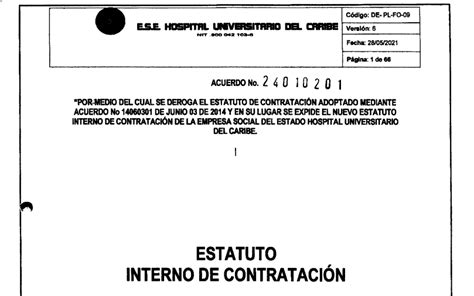 Estatuto Interno De Contratacion De La Ese Hospital Universitario