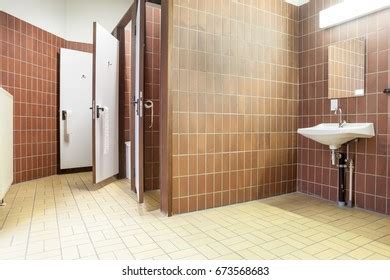 Public Building Womans Toilets Whit Sinks Stock Photo