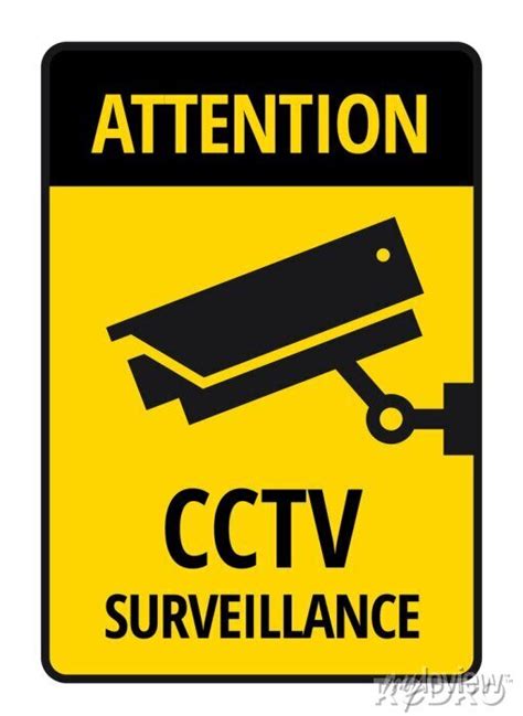 Attention Cctv Surveillance Sign Vector Wall Stickers Beware Label