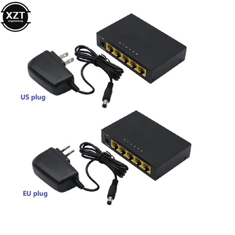 Mini 5 Ports 100mbps Network Switch Fast Rj45 Ethernet Switcher Lan Switching Hub Adapter Euus Plug