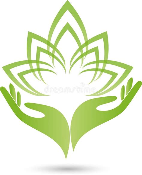 Deux Mains Feuilles Logo De Naturopath Illustration De Vecteur