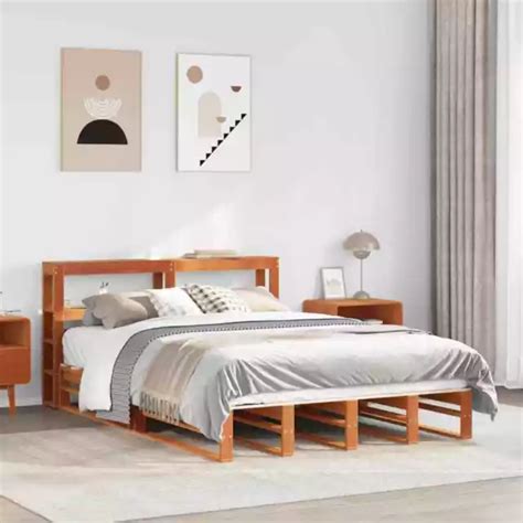 Bed Frame With Headboard Wax Brown X Cm King Size Solid Wood Pine