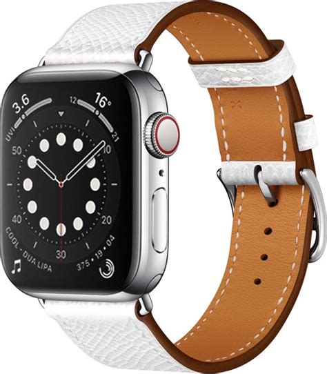 By Qubix Lederen Bandje Wit Geschikt Voor Apple Watch