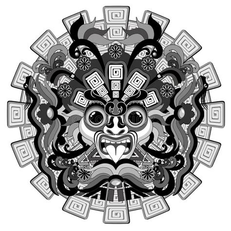 Aztec Warrior Drawing Black White