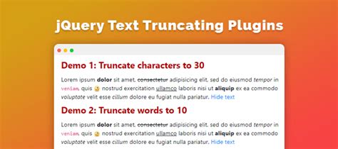 5 Jquery Text Truncating Plugins 2022 Freemium Formget