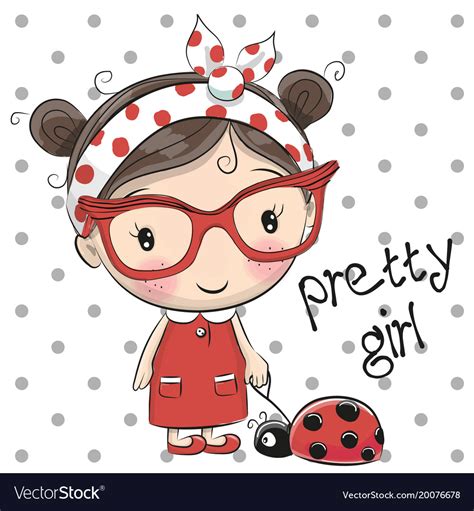 Cute cartoon girl with glasses Royalty Free Vector Image