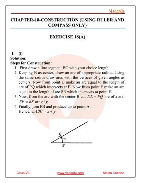 Selina Concise Mathematics Class 8 Icse Solutions For Chapter 18 Constructions