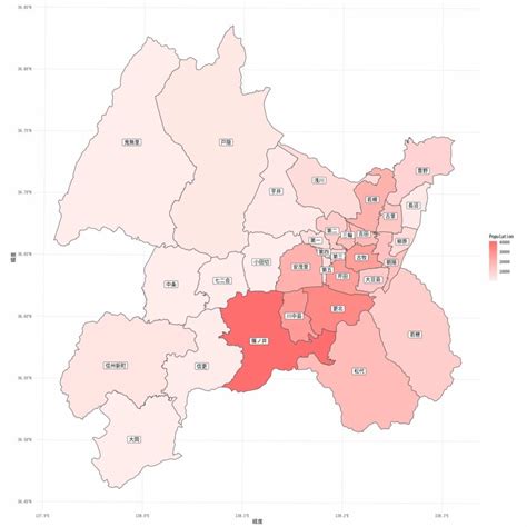 2022年度長野市の人口を Gglot2 でマップにしてみた いつかの熊右衛門