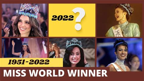 Miss Universe Winner Miss World Winner 1951 2022 Youtube