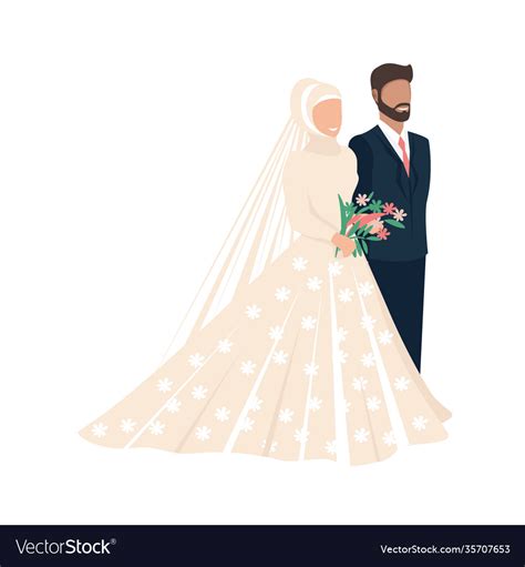 Muslim Bride And Groom Royalty Free Vector Image