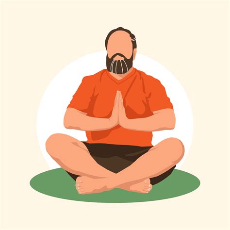 Man doing Yoga. Bearded Man sitting in Lotus position. Conceptual ...