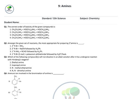 Ncert Class Amines Questions With Solutions Including Mcq