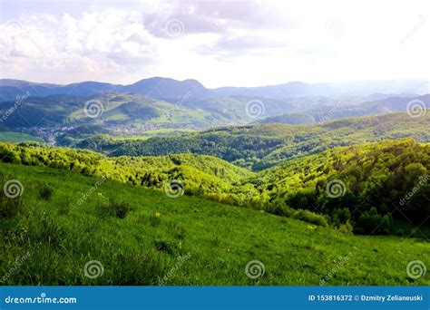 View of the Green Hills of the Mountains in Slovakia on the Border with ...