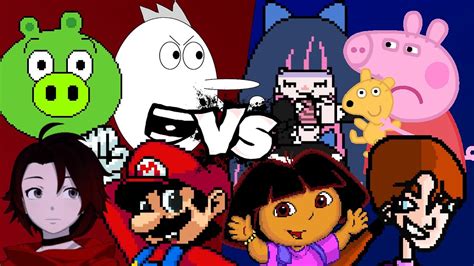 MUGEN Battle Ruby Rose Minion Pig Mario Dubby Dummy Vs Dora Peppa Pig