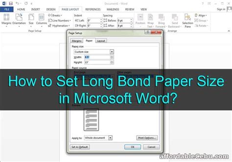 How to Set Long Bond Paper Size in Microsoft Word? - Computers, Tricks, Tips 30749