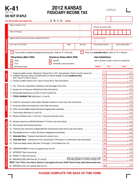 Fillable Online Pdffiller Wwwksrevenueorgfillable