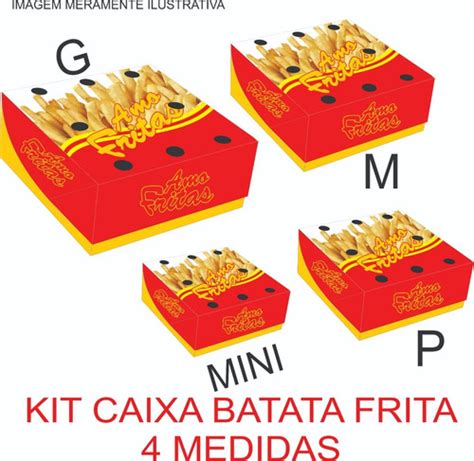 Kit Caixa Embalagem Batata Frita Viagem Delivery Cada Frete Gr Tis