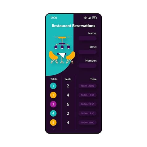 Premium Vector Restaurant Reservations Smartphone Interface Vector