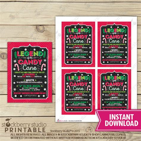 Legend of the Candy Cane Printable Digital Jesus Christmas Gift Tag