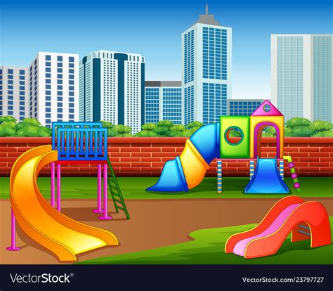 Kindergarten or kids playground in city park Vector Image