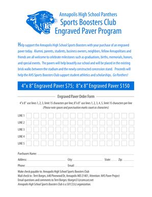 Fillable Online Annapolishigh Entest Ahs Paver Form V Annapolishigh