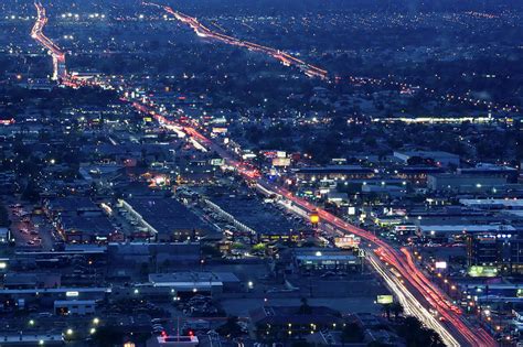 Las Vegas skyline at sunset - The Strip - Aerial view of Las Veg ...