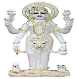 Polished Marble Printed Mata Parvati Statue For Home Office Temple