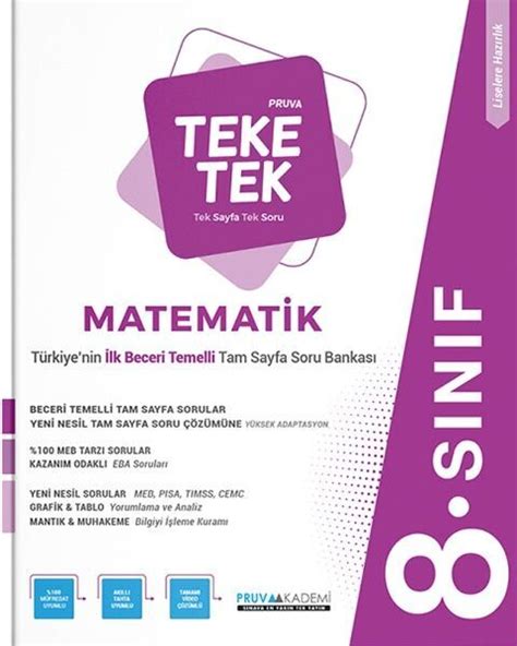 Pruva Akademi 8 Sınıf Matematik Teke Tek Soru Bankası Kitapİşler