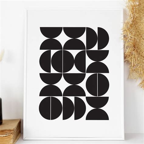 Mid Century Print Printable Wall Art Modern Geometric Etsy