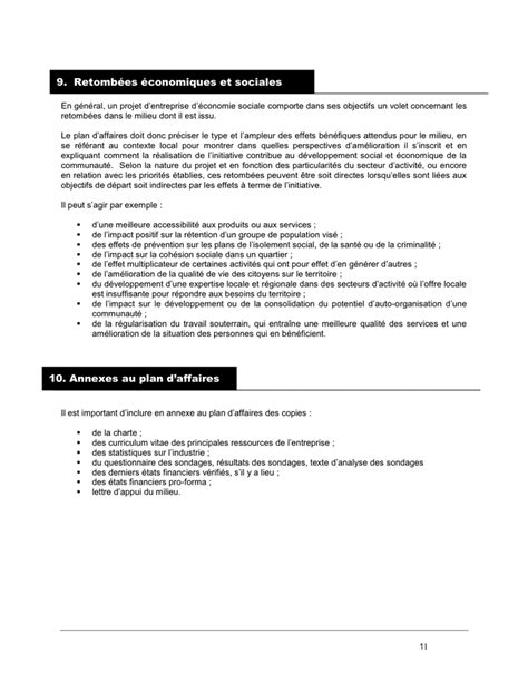 Un Mod Le De Plan D Affaires Doc Pdf Page Sur