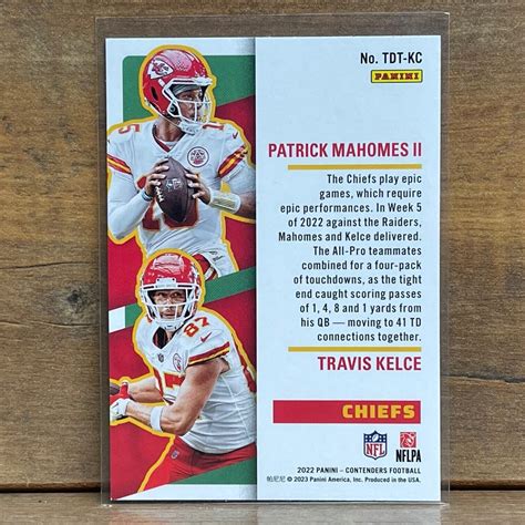 Panini Contenders Patrick Mahomes Travis Kelce Touchdown Tandems