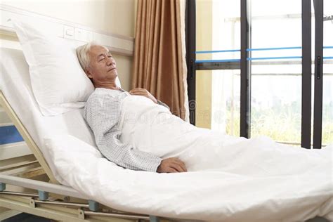 Sick Old Man Lying In Hospital Bed Stock Image Image Of Helpless