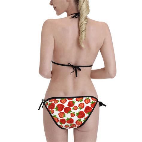 Strawberry Women S Triangle Bikini String Swimsuit Print Two Piece Bathing Suit Set Walmart