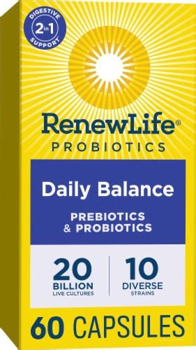 Renew Life Daily Balance Prebiotics Probiotics Billion CFU Per