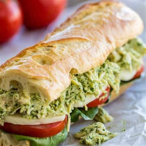 Chicken Basil Pesto Baguette Green Hub Cafe